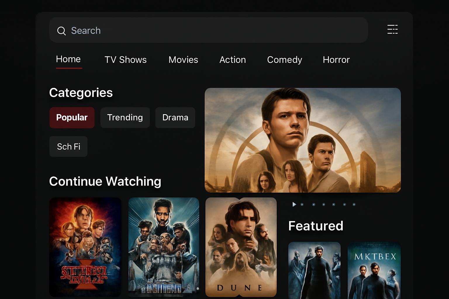 Interface do CineTV